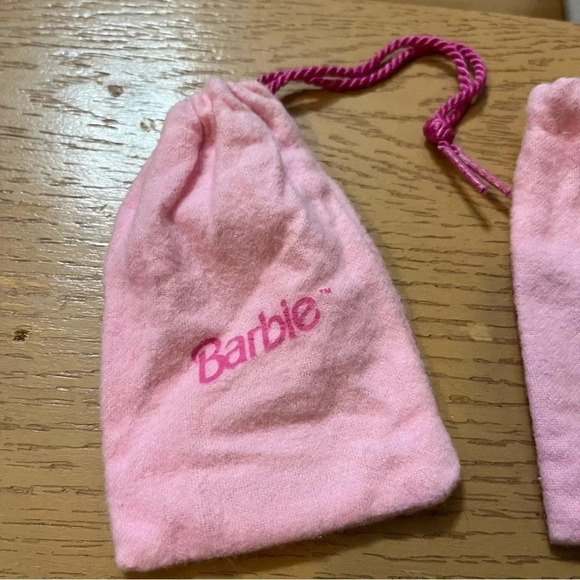 Barbie 1990's Accessories Pink Drawstring Bags Pouches Lot Of 2 - Picture 3 of 6